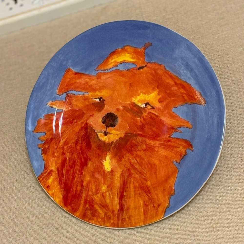 Anthropologie Bianca Furry Friends Plate by Carole Akins. 8.5 inches